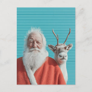Postal Festiva Dúo Navideño de Santa y Reno