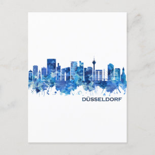 Postal Festiva Dusseldorf Alemania Skyline Blue