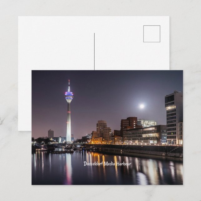 Postal Festiva Dusseldorf, Media Harbour (etiquetado) (Anverso / Reverso)