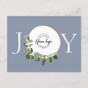 Postal Festiva Dusty blue Joy Modern Green Eucalyptus wreath logo