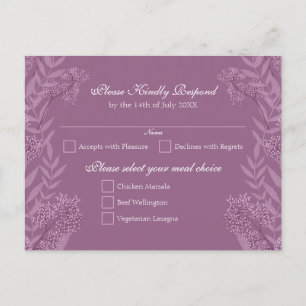 Postal Festiva Dusty Plum Purple Boda Botánico