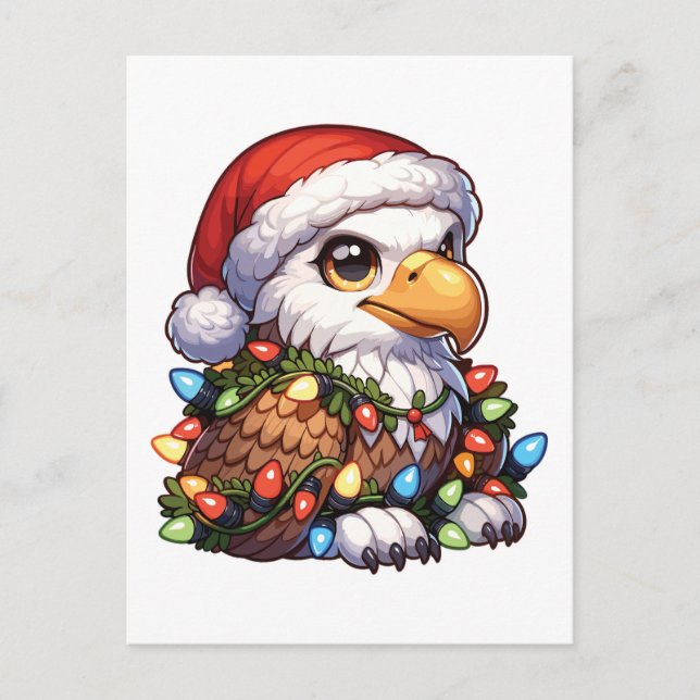Postal Festiva eagle Merry Christmas Winter Animals Cute Aguilas (Anverso)