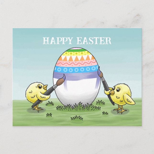 Postal Festiva Easter egg painted by the chickens (Anverso)