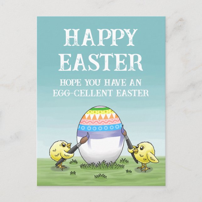 Postal Festiva Easter egg painting chickens (Anverso)