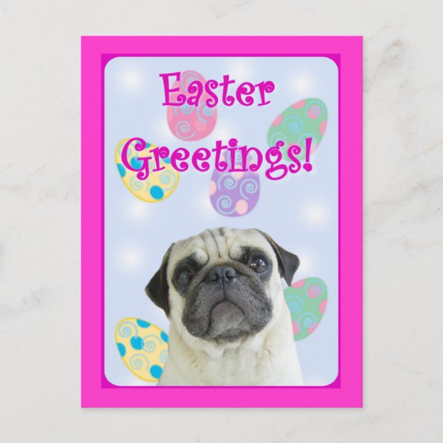 Postal Festiva Easter Greetings pug (Anverso)