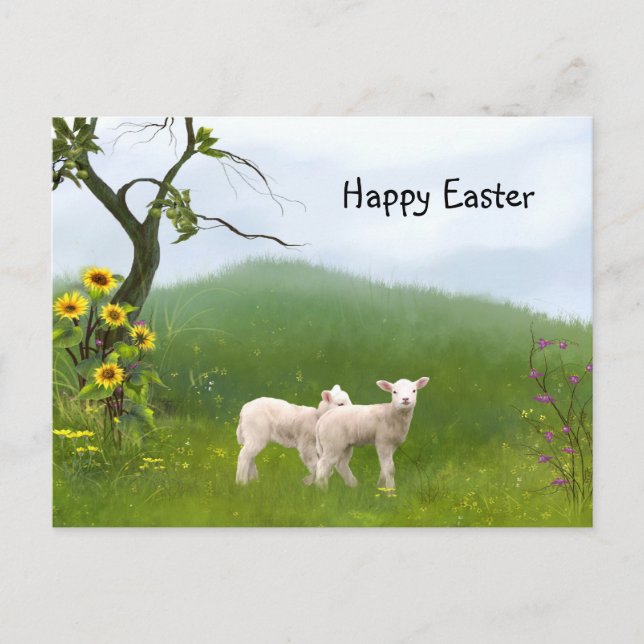 Postal Festiva Easter Lambs (Anverso)