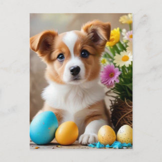 Postal Festiva Easter puppy Holiday Postcard