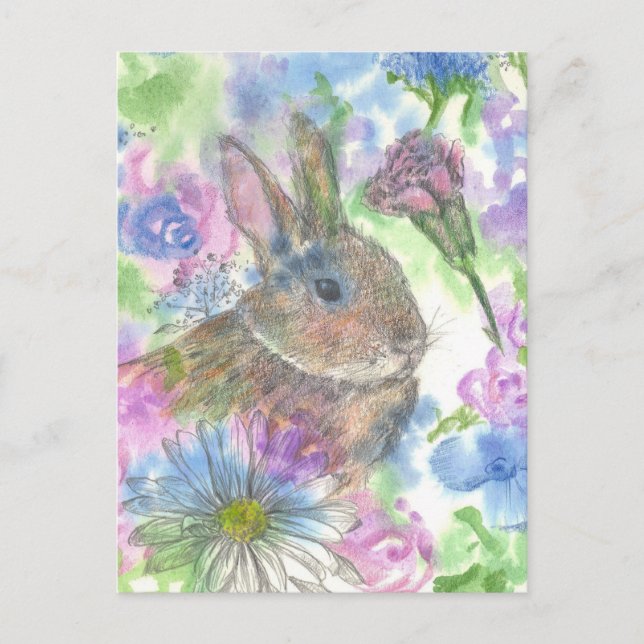Postal Festiva Easter Rabbit Spring Garden (Anverso)
