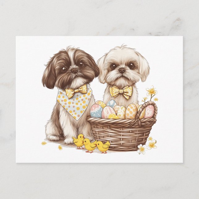 Postal Festiva Easter Shih Tzu Dogs (Anverso)