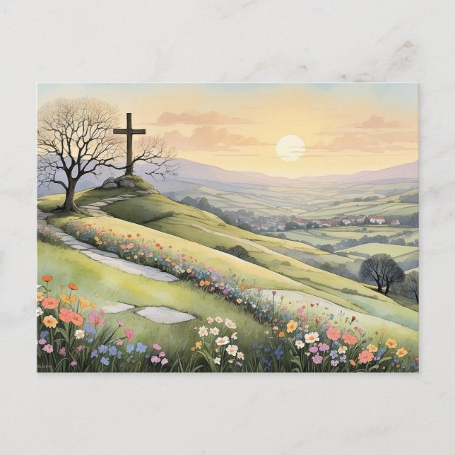 Postal Festiva Easter sunrise art illustration (Anverso)