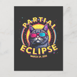 Postal Festiva Eclipse parcial 2025 Astronomía del gato Amantes d