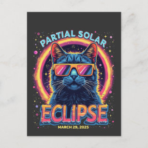 Postal Festiva Eclipse solar parcial de gatito de 2025