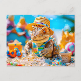 Postal Festiva Edificio Dino en la playa