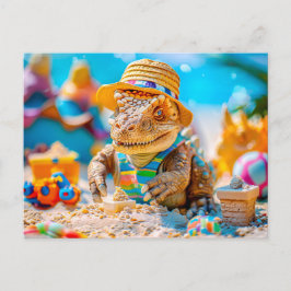 Postal Festiva Edificio Dino en la playa