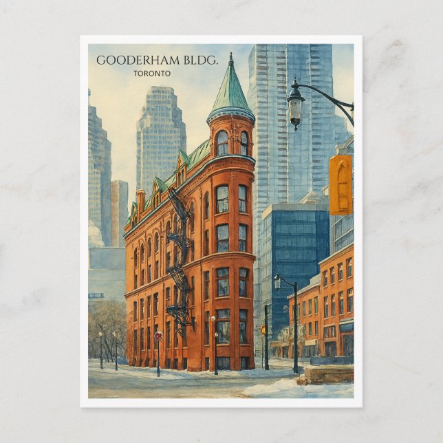 Postal Festiva Edificio Gooderham Toronto Flatiron Arte de Tarjet (Anverso)