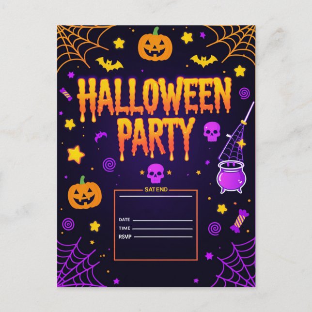 Postal Festiva Editable Halloween Party (Anverso)