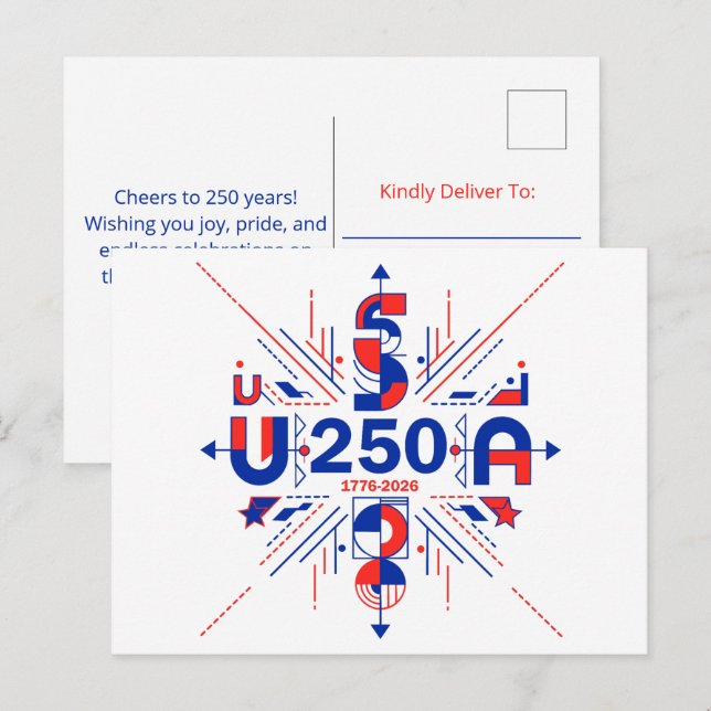 POSTAL FESTIVA EE. UU. 250 (Anverso / Reverso)