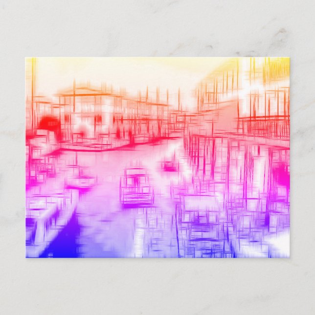 Postal Festiva Efecto digital de los barcos del estilo "impresión (Anverso)