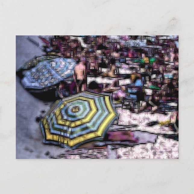 Postal Festiva Efecto digital de playa de "impresión" de estilo (Anverso)