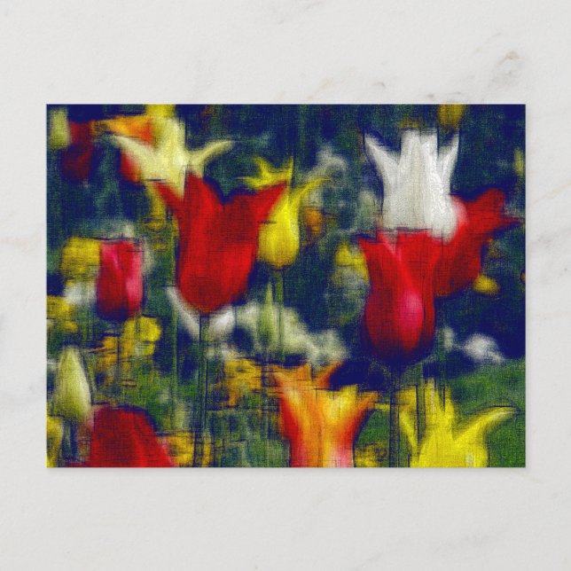Postal Festiva Efecto digital de tulipanes de estilo "impresión" (Anverso)