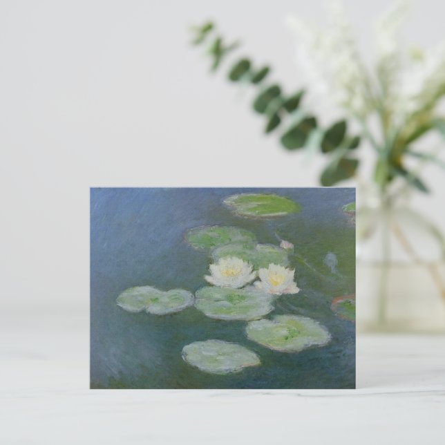 Postal Festiva Efecto vespertino Monet Water Lilies (Anverso de pie)