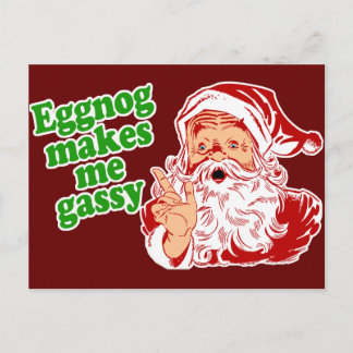 Postal Festiva Eggnog hace Santa Fart