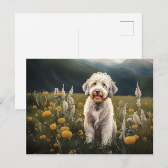 Postal Festiva Ein wunderschöner weißer Hund (Anverso / Reverso)