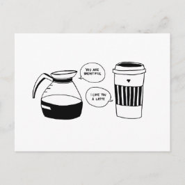 Postal Festiva El amor de Coffee Latte Valentine