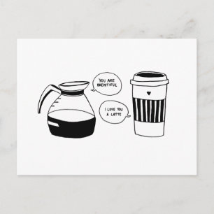 Postal Festiva El amor de Coffee Latte Valentine