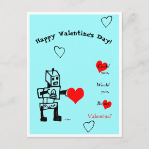 Postal Festiva El amor de San Valentín contra los robots, ¿serías