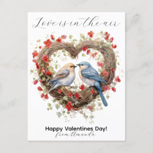 Postal Festiva El Amor Está En El Aire San Valentín Aves Cutas