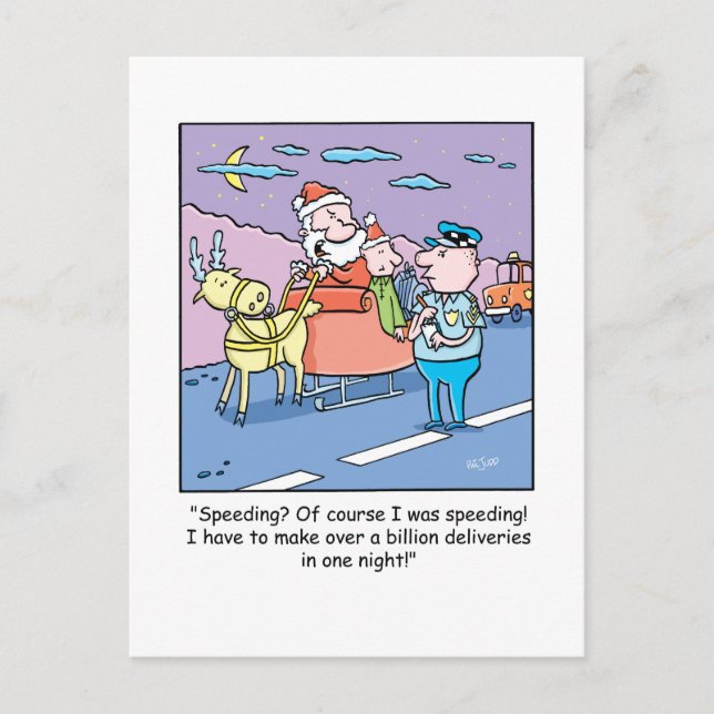 Postal Festiva El apresurar cogido Santa del dibujo animado del (Anverso)