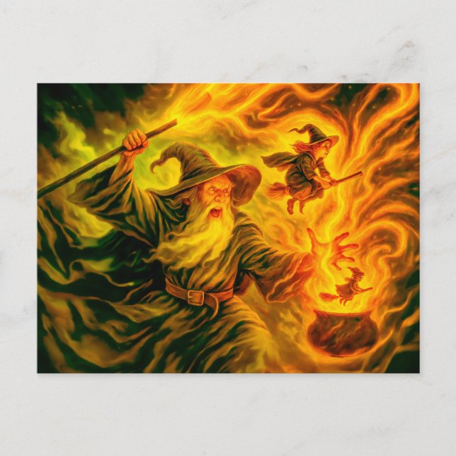 Postal Festiva El armazón crea brujas en la pintura al óleo (Anverso)