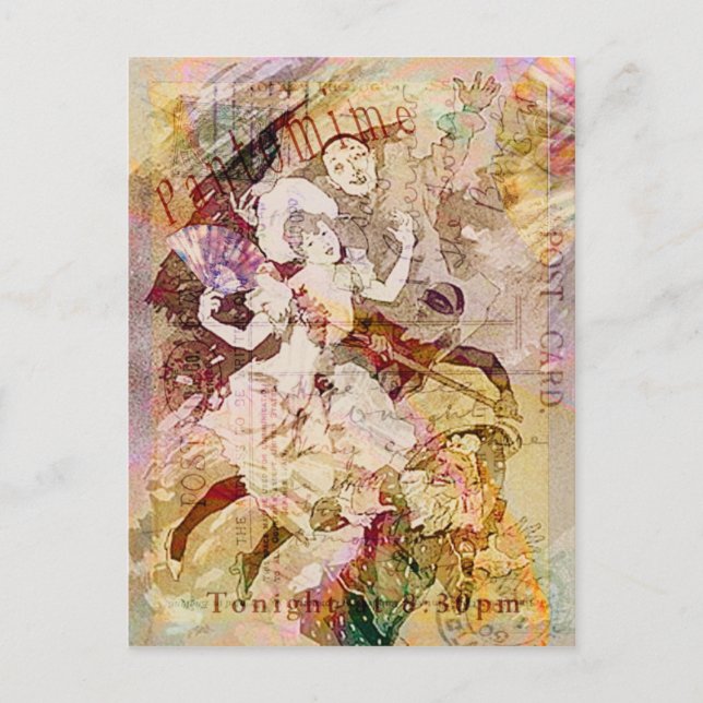 Postal Festiva El bailarín y los Navidades Pierrot (Anverso)