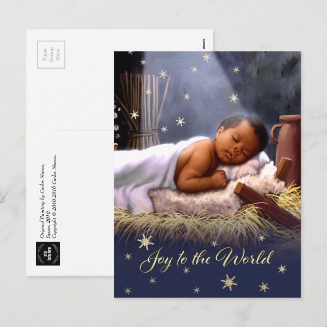 Postal Festiva El bebé americano africano Jesús Navidades postale (Anverso / Reverso)