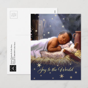 Postal Festiva El bebé americano africano Jesús Navidades postale