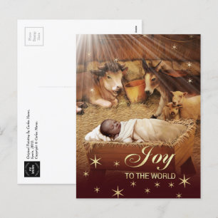 Postal Festiva El bebé americano africano Jesús Navidades postale