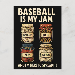 Postal Festiva El béisbol es mi mermelada – Diseño divertido de d