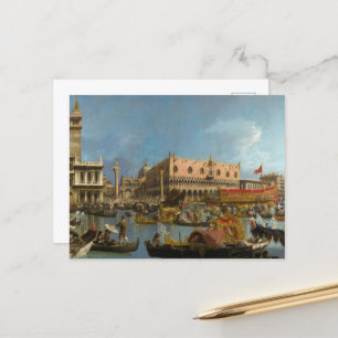 Postal Festiva El Bucintoro regresando al Molo por Canaletto