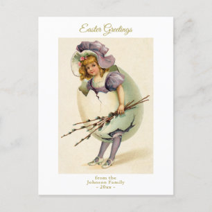 Postal Festiva El caprichoso Chica de cosecha de huevo de Pascua