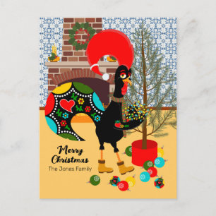 Postal Festiva El cartel portugués y las luces de los Navidades