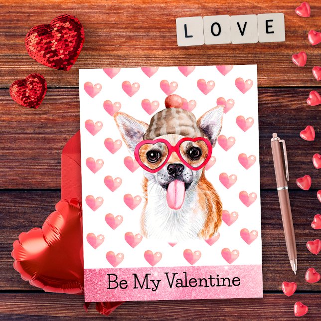 Postal Festiva El chihuahua divertido es mi perro de San Valentín (Subido por el creador)