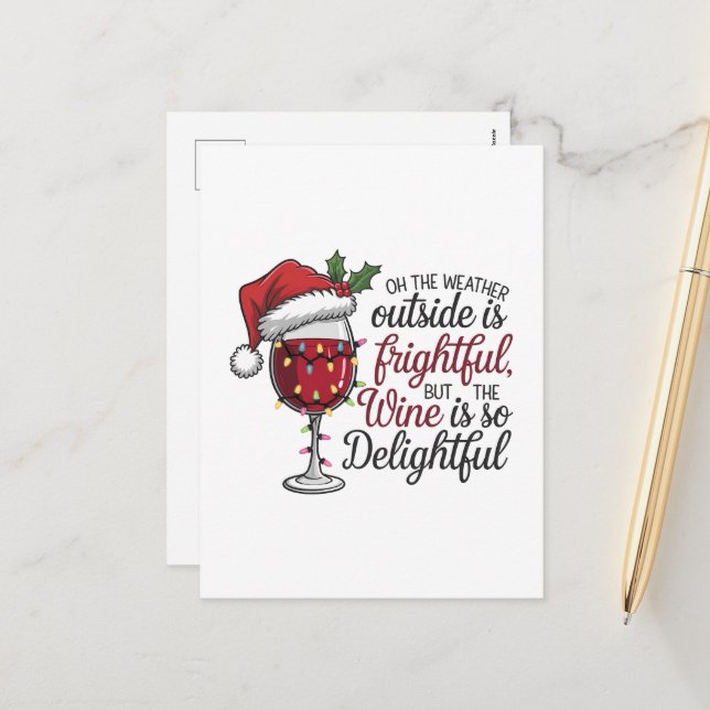 Postal Festiva El clima de arte de palabras de vino divertida (Anverso/Reverso In Situ)