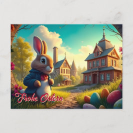 Postal Festiva El conejo de Pascua en una misión secreta