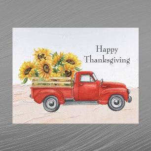 Postal Festiva El Día de Acción de Gracias del Viejo Camión Rojo 