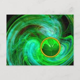 POSTAL FESTIVA EL DÍA DE LOS PATRIQUEZAS EN FRACTALES VERDES AZUL