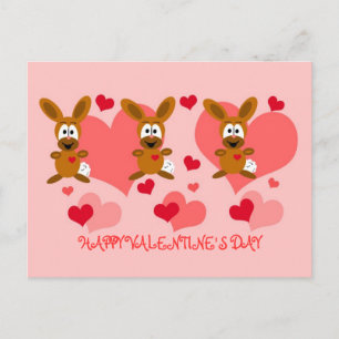 Postal Festiva El día de San Valentín Bunnies Postcard
