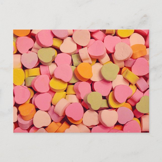 Postal Festiva El día de San Valentín Candy Hearts (Anverso)