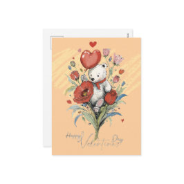 Postal Festiva El día de San Valentín con Oso Teddy rico