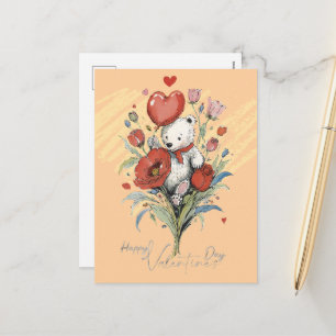 Postal Festiva El día de San Valentín con Oso Teddy rico